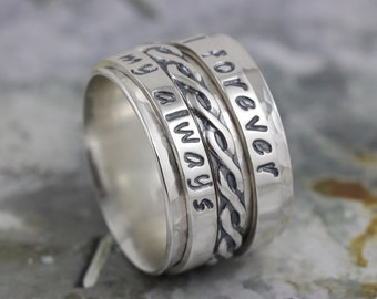 Infinity Spinner Ring • Celtic Style Sterling Silver • You will forever be my always • Can be personalized to tell your story