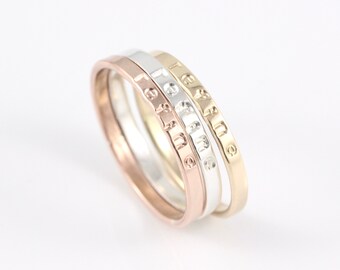 Gold or Silver Personalized Ring - Choose 14K Yellow Gold Filled, 14K Rose Gold Filled or Sterling Silver, Hand Stamped