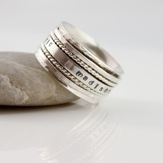 spinner ring personalized mothers ring family ring unique Etsy