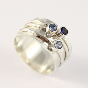 Birthstone Spinner Ring, Mother's Family Ring, 3 Gemstones, Sterling Silver, Custom Made Ring image 2