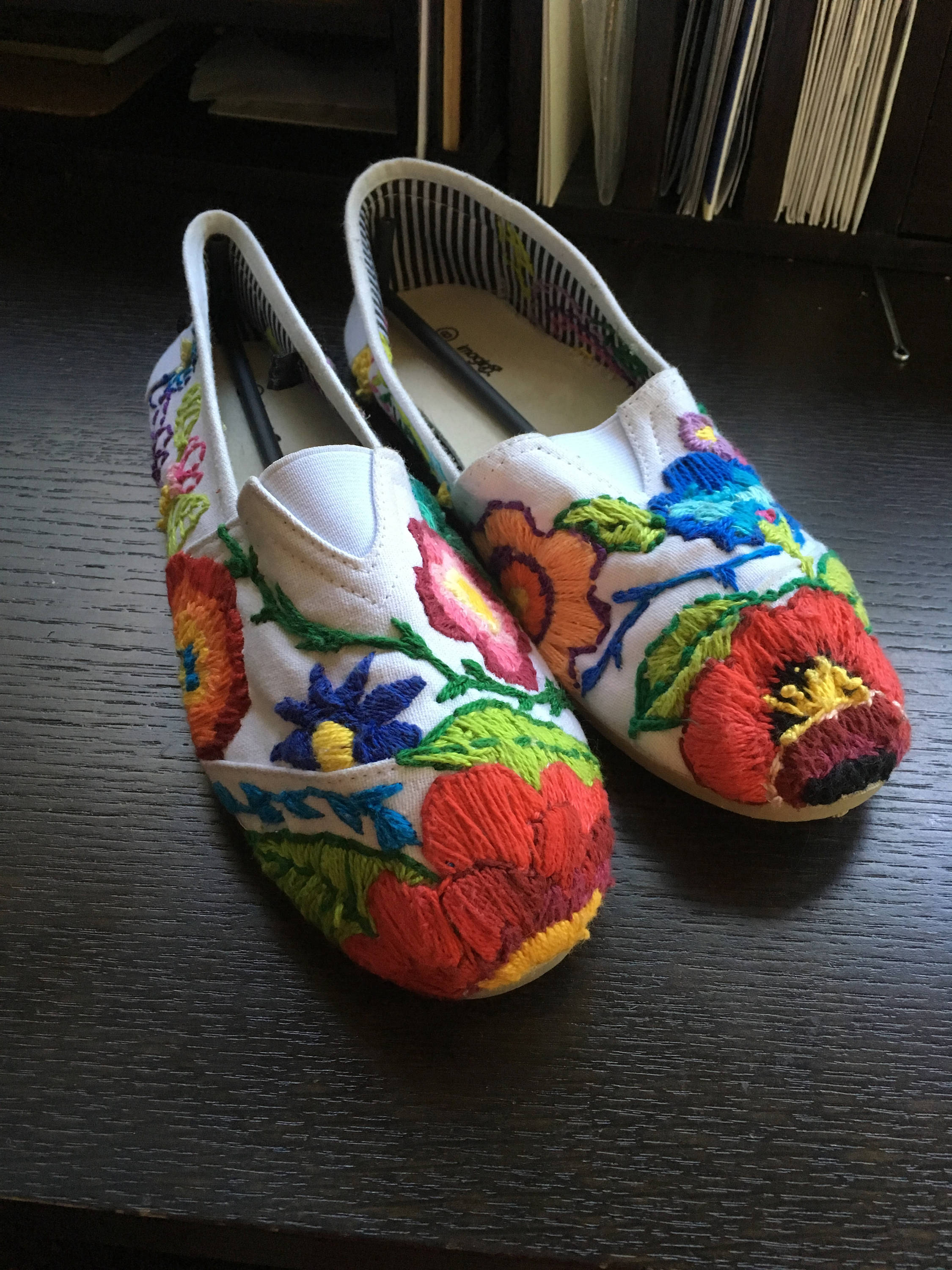 embroidered canvas shoes