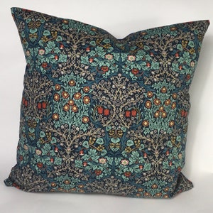 William Morris Blackthorn in Blue Cushion Cover