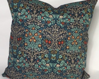 William Morris Blackthorn in Blue Cushion Cover