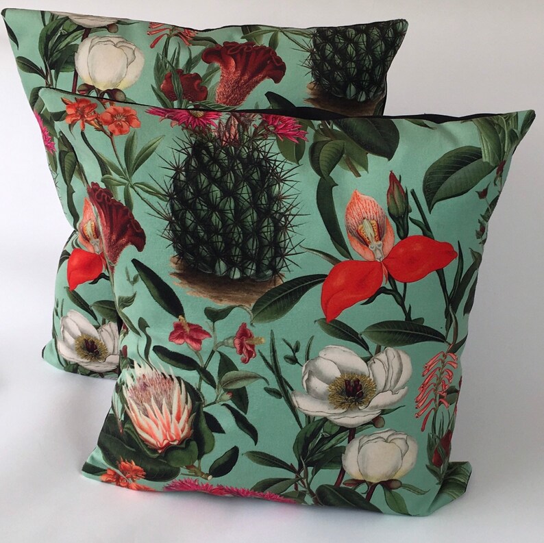 Velvet Botanical Cushion Cover Etsy