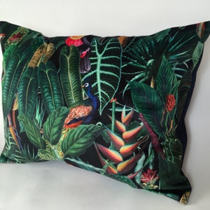 Velvet Tropical Birds rectangular Cushion Cover