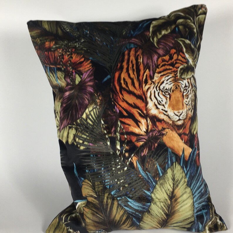 Luxurious Velvet Tiger Cushion Brown | Etsy