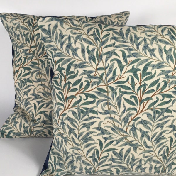 1 PAIR (2) William Morris Willow Bough Cushion Covers (Green)