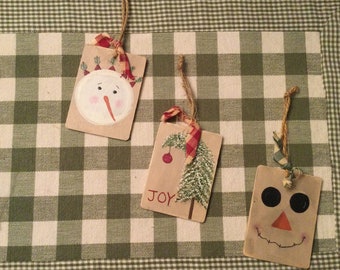Hand painted wooden gift tag/ Christmas ornaments. Each sold separately.