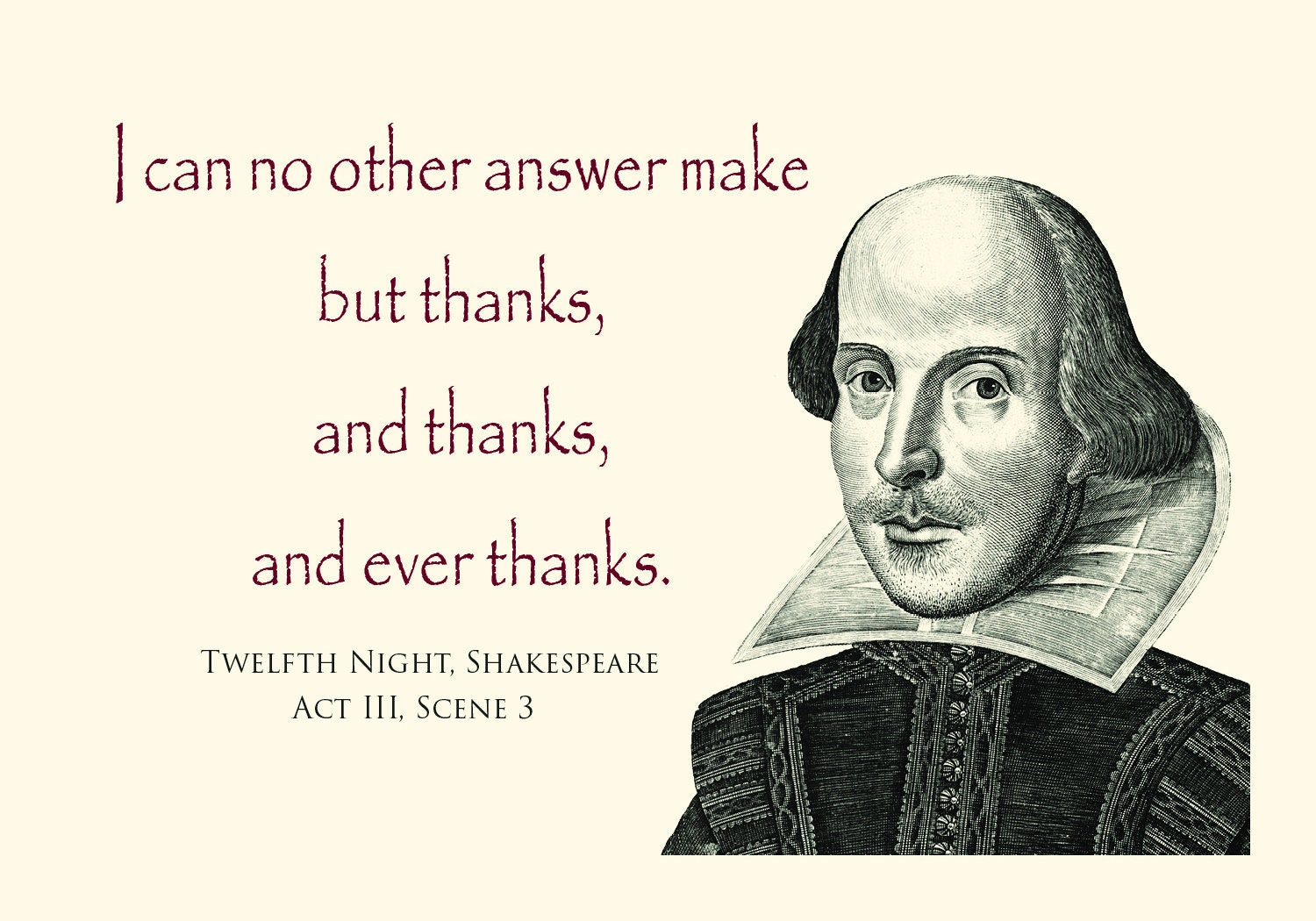Shakespeare Thank You Quote Sk 102 Shakespeare Twelfth Night Thank You I Can No | Etsy