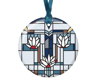 Frank Lloyd Wright Waterlilies Porcelain Keepsake Ornament – Flat Ceramic, Gift-Ready