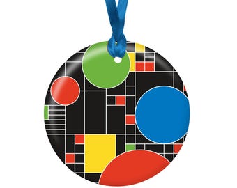 Frank Lloyd Wright Coonley Playhouse Porcelain Keepsake Ornament – Flat Ceramic, Gift-Ready