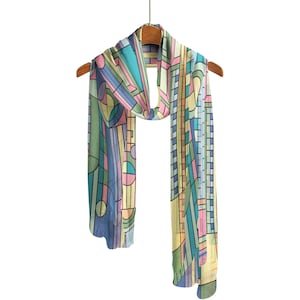Frank Lloyd Wright Saguaro Forms Long Sheer Scarf – Lightweight, Elegant, Silky-Soft