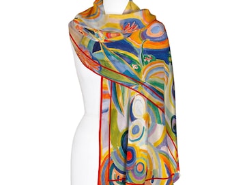 Delaunay Portuguese Woman Silk Blend Shawl – Lightweight Dressy Wrap for Women