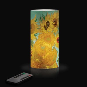 van Gogh Sunflowers 6&quot; 6&quot; LED Candle – Battery Operated, Flickering