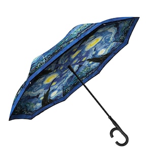 Starry Night Inverted Van Gogh Starry Night Reverse Inverted Umbrella – Hands-free, Windproof ...