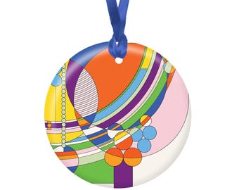 Frank Lloyd Wright March Balloons Porcelain Keepsake Ornament – Flat Ceramic, Gift-Ready