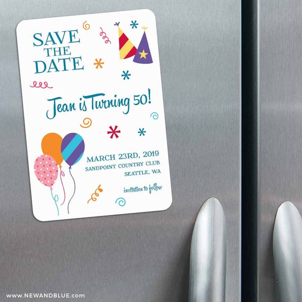 Birthday Bash - Magnet -  Birthday Save the Date + Envelopes