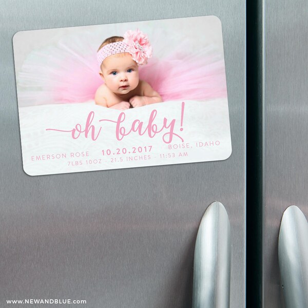 Handwriting - Birth Announcement Magnets + Envelopes