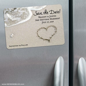 Heart on Beach - Magnet - Wedding Save the Date + Envelopes