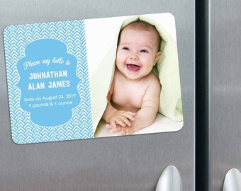 Baby Chevron - Ímãs + Envelopes para Anúncio de Bebê