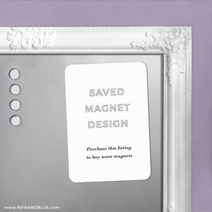 Pode incluir: &Iacute;m&atilde; retangular branco com texto preto que diz "SAVED MAGNET DESIGN" e "Compre esta lista para comprar mais &iacute;m&atilde;s".