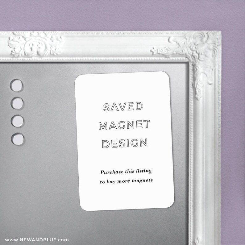 Pode incluir: &Iacute;m&atilde; retangular branco com texto preto que diz "SAVED MAGNET DESIGN" e "Compre esta lista para comprar mais &iacute;m&atilde;s".