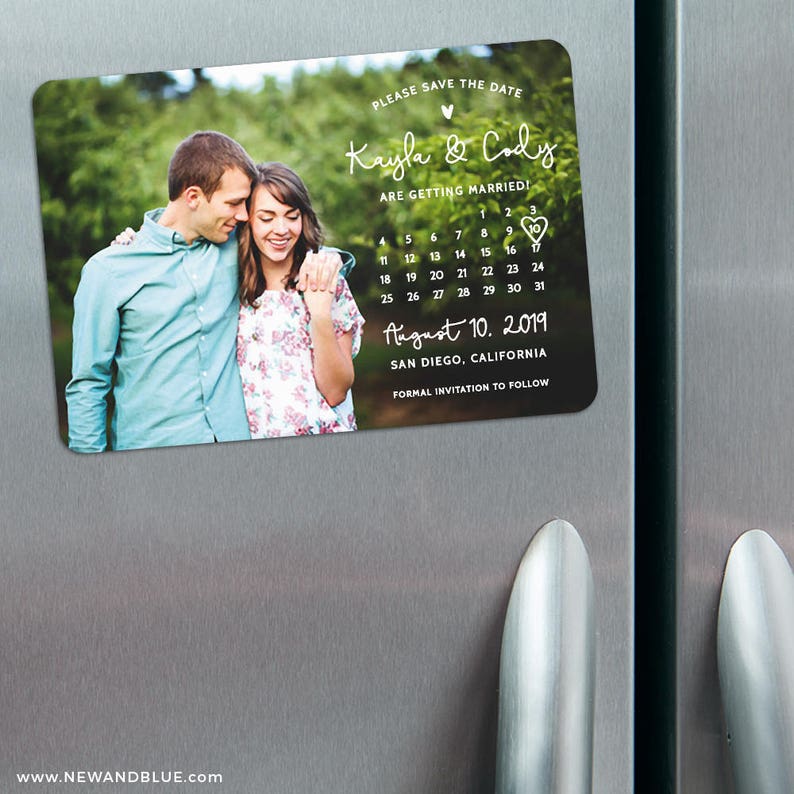 Charming Calendar - Magnet - Photo Wedding Save the Date + Envelopes