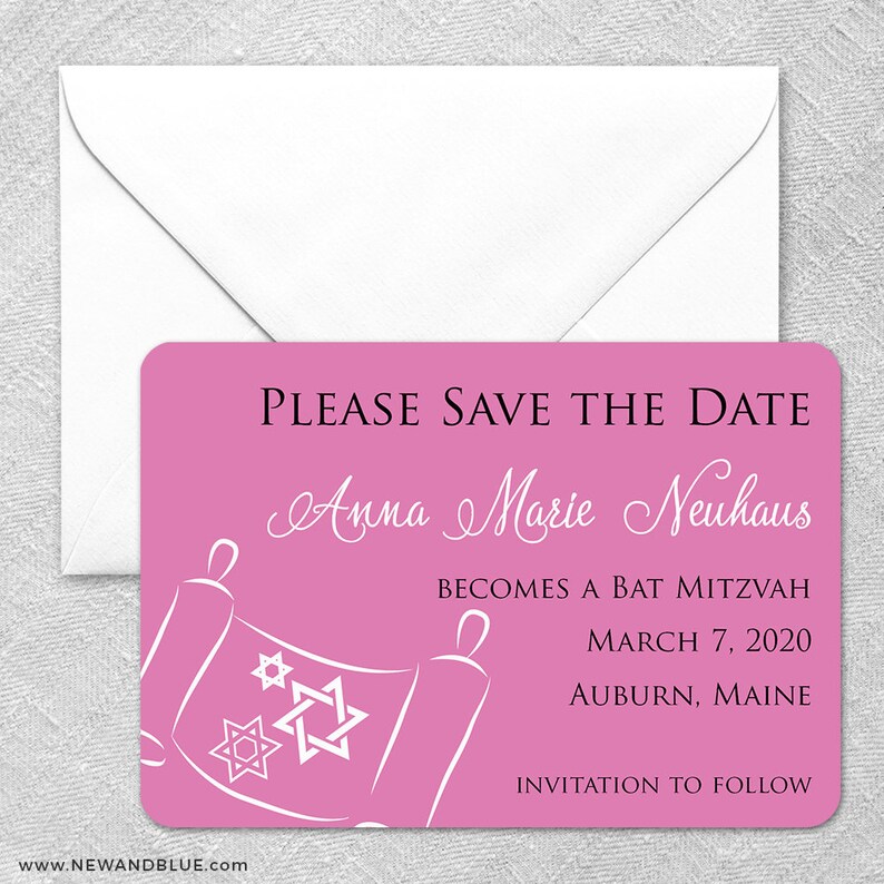 Torah Bar / Bat Mitzvah Magnet Save the Date Envelopes - Etsy