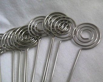 Set di 12 portacarte a spirale in filo metallico, porta numeri da tavolo, porta foto, articoli per feste, articoli per fioristi, articoli per matrimoni