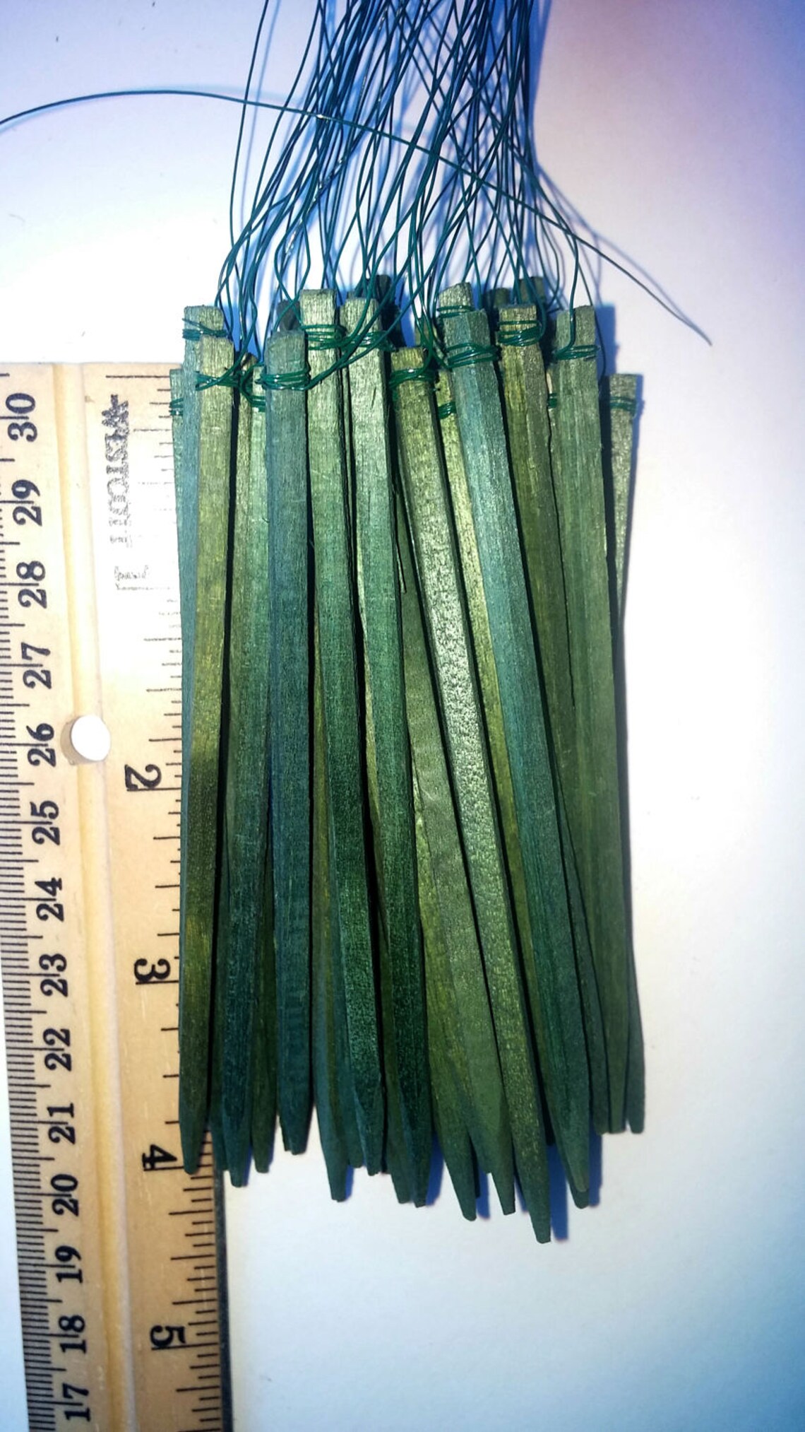 50 4 Green Wooden Wired Floral Picks, Florist Wooden Stakes, Wood