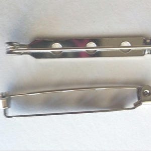 25 Silvertone Brooch Pin Backs, DIY Jewelry Making (38mm)