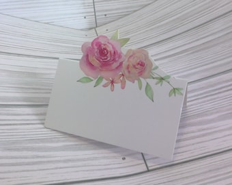 12 Blank Red & Pink Flower Enclosure Cards, cut out cards, note cards, florist supplies, flower bouquet cards, small tags crafts