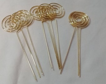 Set of 12 Gold Swirl Wire Card Holder, table number holder, photo holder, party supplies, florist supplies, wedding supplies