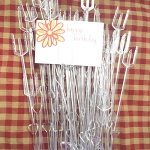 25 Clear Plastic Card Holder Floral Picks, 9" Party Supplies