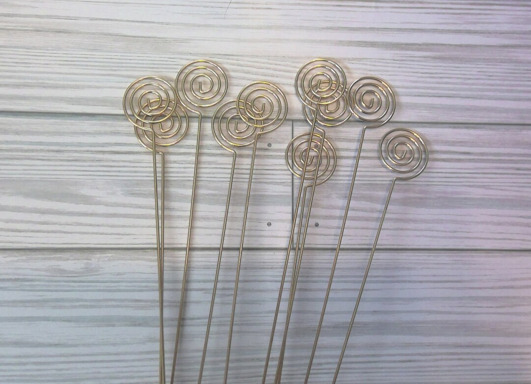 Set of 12 Gold Swirl Wire Card Holder, Table Number Holder, Photo
