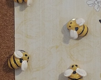 Bee push pins, Bee thumb tacks, Decorative push pins, Office & School Corkboard, Bulletin Boards, Cork board push pins, Bee pins