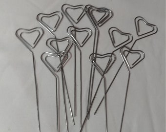 Set of 12 Heart Wire Card Holder, table number holder, photo holder, party supplies, florist supplies, wedding supplies