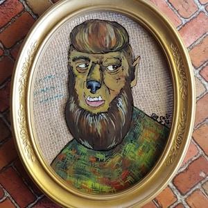 Mr. Wolf -ORIGINAL- Spooky Decor - Halloween Decoration - Horror - Wolfman- Halloween Art - Reverse Painting