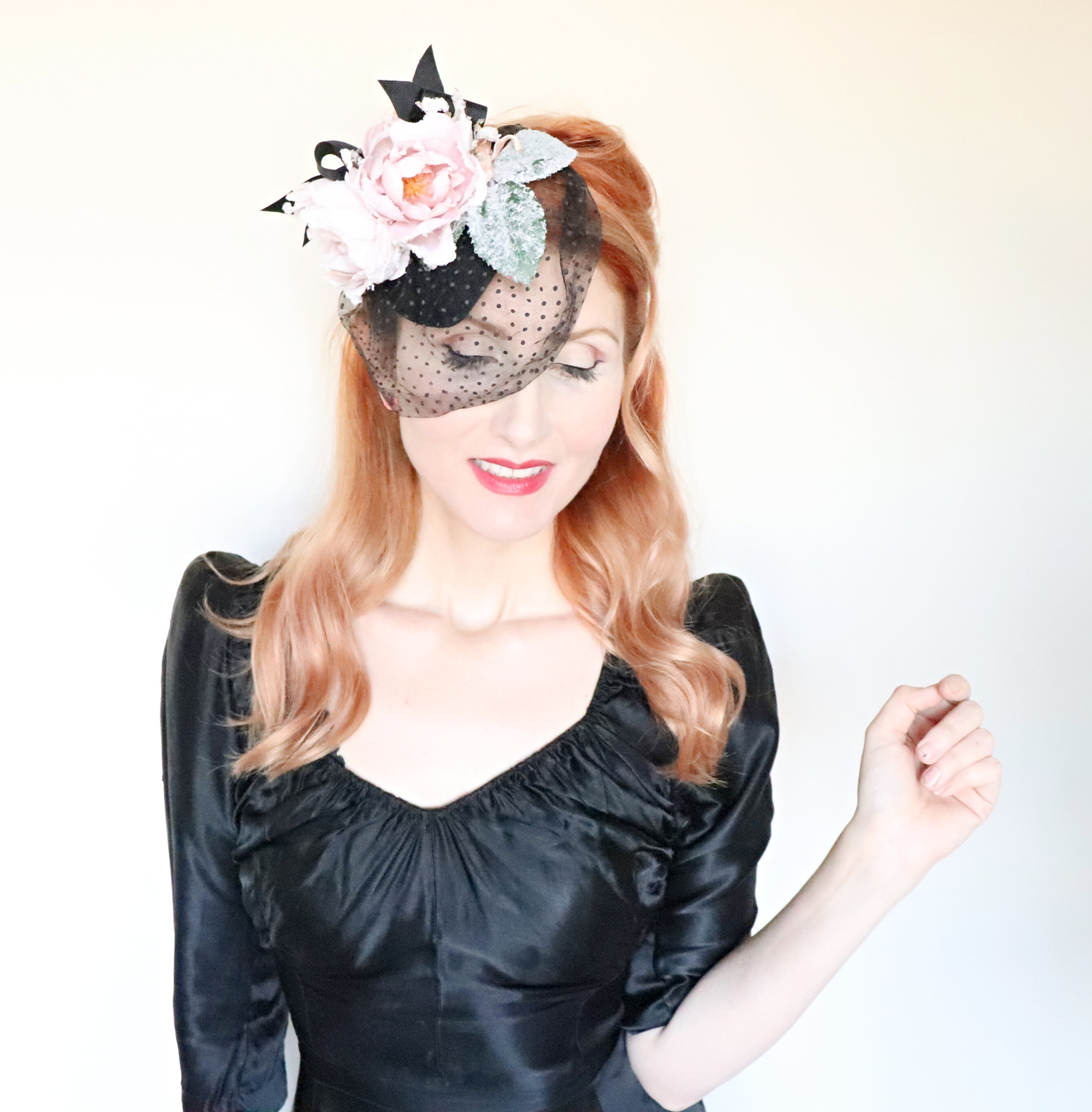 Vintage Pink Rose Lace Hat