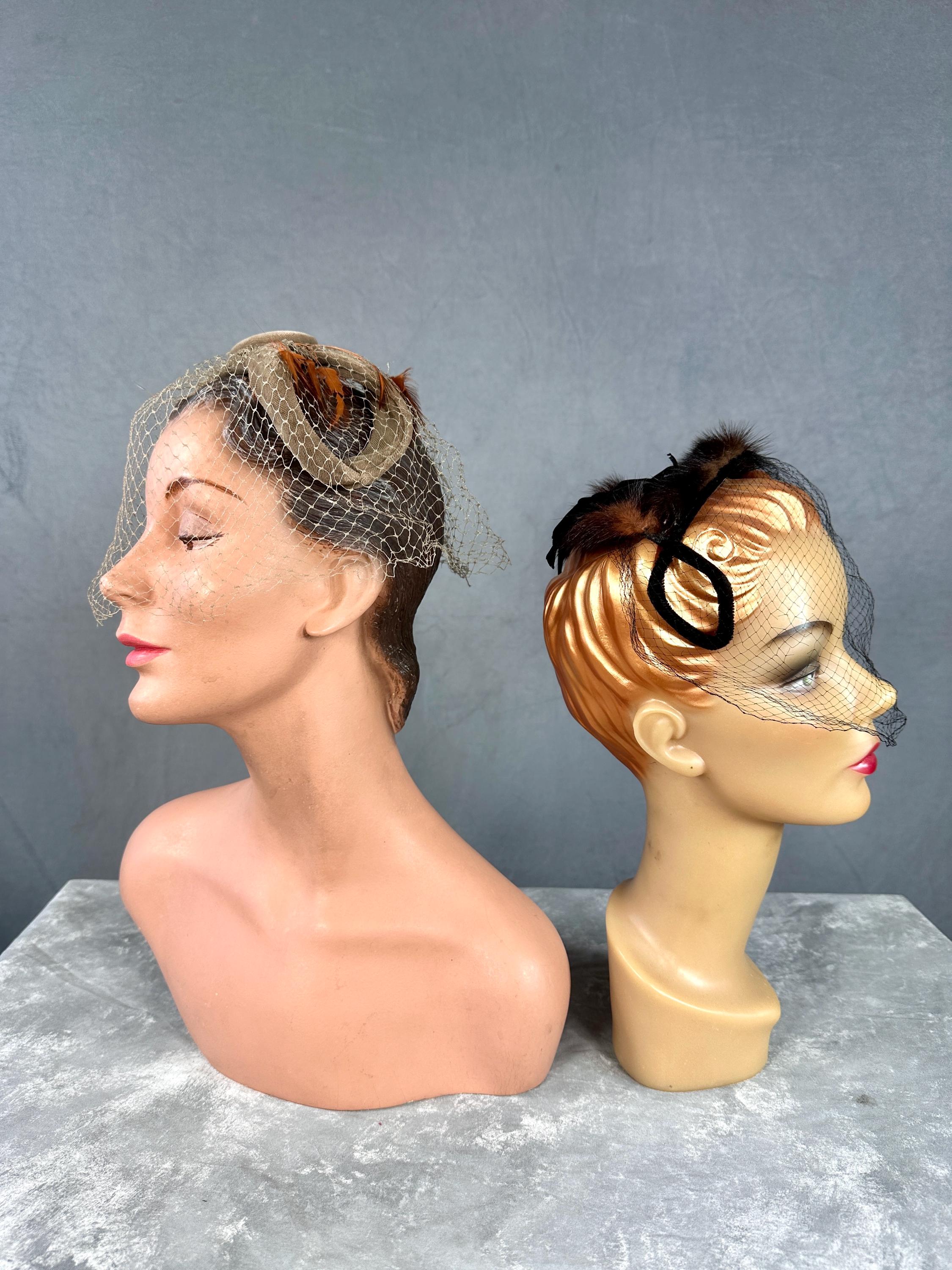 ✴︎Vintageヘッドドレス✴︎1950年代✴︎ 40s 50s 黒 ハット 帽子 ヘッドドレス ヘッドピース