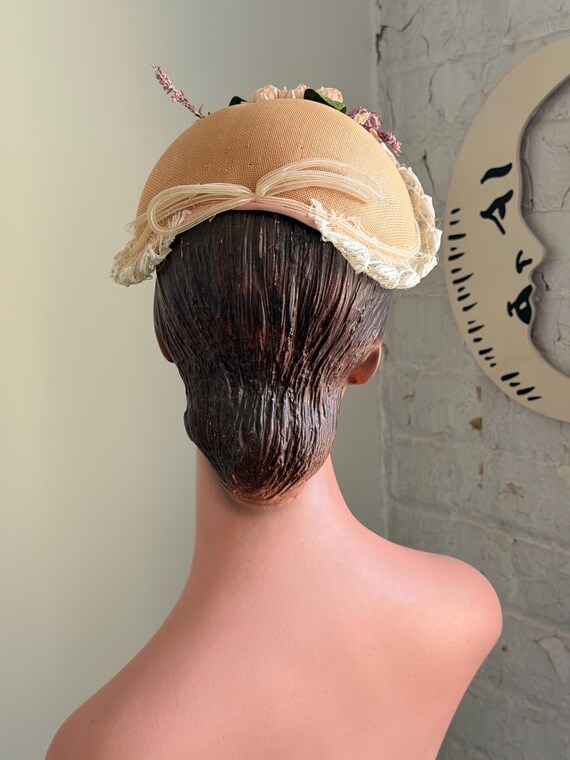 Vintage 1950s hat / 50s straw hat / straw bonnet … - image 12