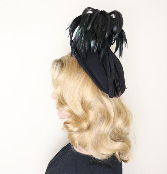 Vintage 1940s Hat / 40s Hat / Black 