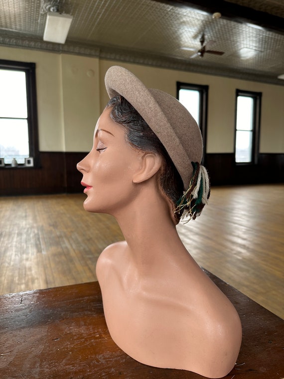 Vintage 1940s hat - Womens breton hat - Felt wool… - image 7