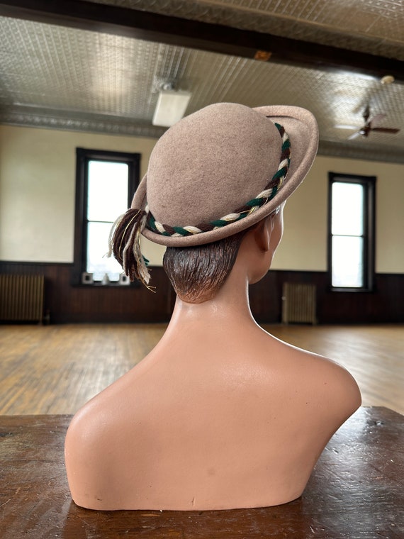 Vintage 1940s hat - Womens breton hat - Felt wool… - image 5
