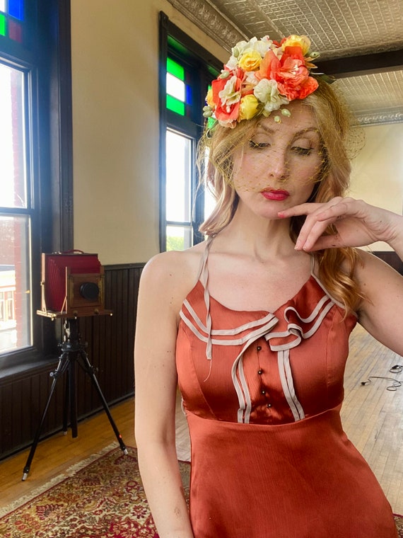 Vintage 1950s Hat / Fascinator hat / 50s flower hat /… Gem