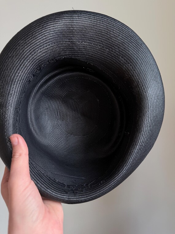 Vintage 1940s Hat - 40s straw hat - black hat - f… - image 9