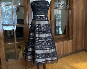 champagne and black cocktail dress 3D Butterflies on Black Tulle Champagne Cocktail Dress