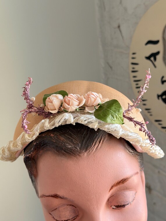 Vintage 1950s hat / 50s straw hat / straw bonnet … - image 10
