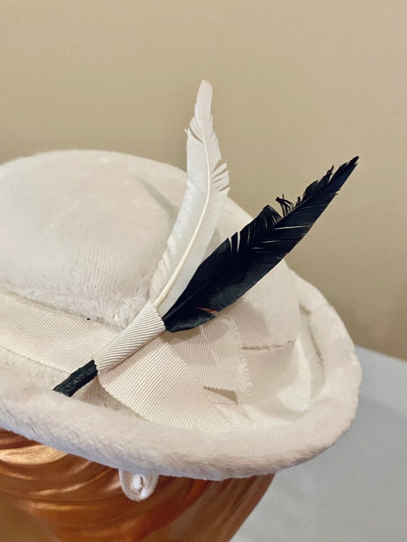 Vintage 1950s Hat / 50s velvet hat / Feather hat … - image 7