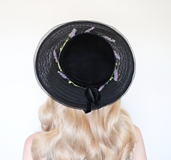 Vintage 1950s Hat / 50s wide brim hat / Lavender /